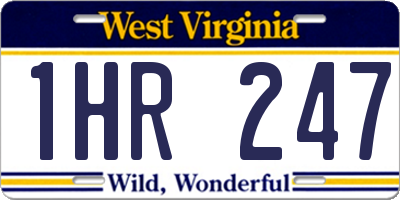 WV license plate 1HR247