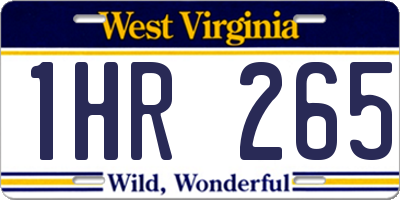 WV license plate 1HR265