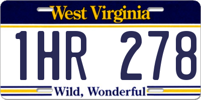 WV license plate 1HR278