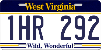 WV license plate 1HR292