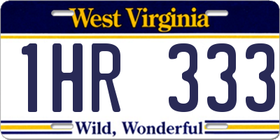 WV license plate 1HR333