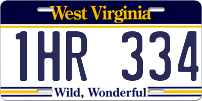 WV license plate 1HR334