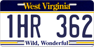 WV license plate 1HR362