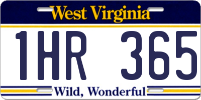 WV license plate 1HR365