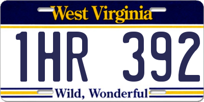 WV license plate 1HR392