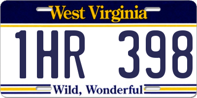 WV license plate 1HR398