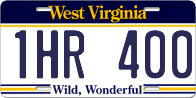 WV license plate 1HR400