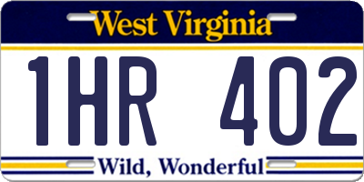WV license plate 1HR402