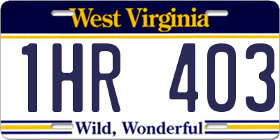 WV license plate 1HR403