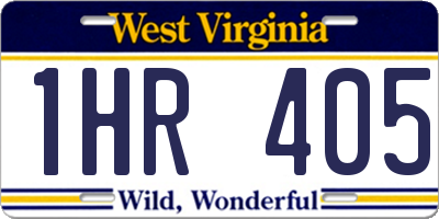WV license plate 1HR405