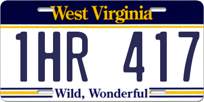 WV license plate 1HR417