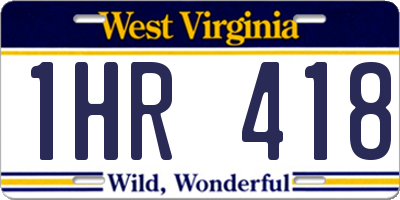 WV license plate 1HR418
