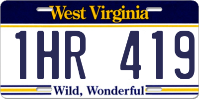 WV license plate 1HR419