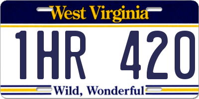 WV license plate 1HR420