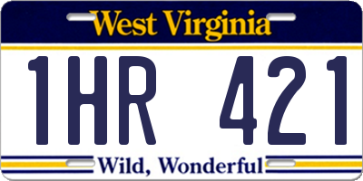 WV license plate 1HR421