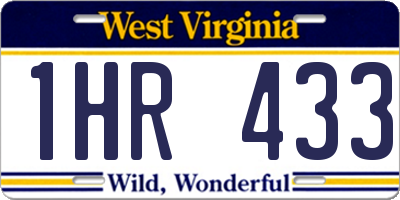 WV license plate 1HR433