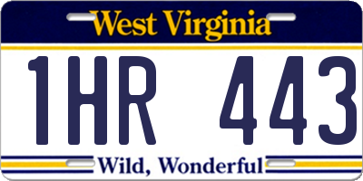 WV license plate 1HR443