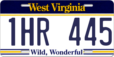 WV license plate 1HR445