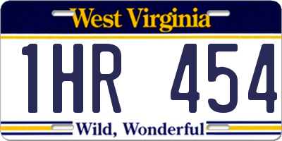 WV license plate 1HR454