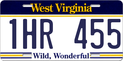 WV license plate 1HR455