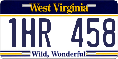 WV license plate 1HR458