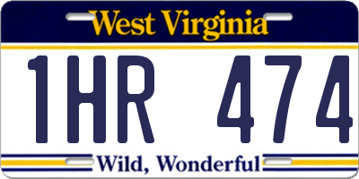WV license plate 1HR474