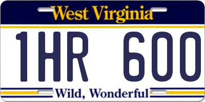 WV license plate 1HR600