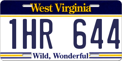 WV license plate 1HR644