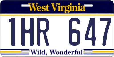 WV license plate 1HR647