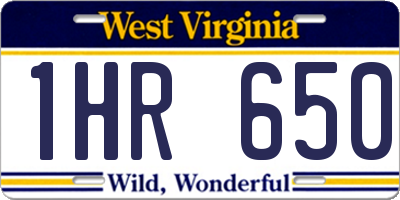 WV license plate 1HR650