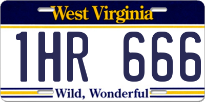 WV license plate 1HR666