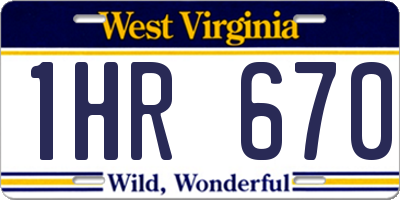 WV license plate 1HR670