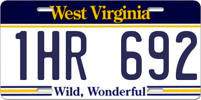 WV license plate 1HR692
