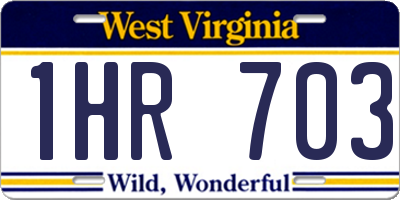 WV license plate 1HR703
