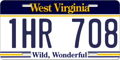 WV license plate 1HR708