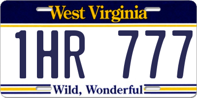 WV license plate 1HR777
