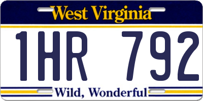 WV license plate 1HR792