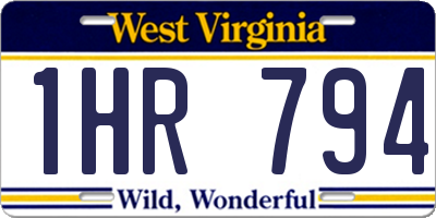 WV license plate 1HR794
