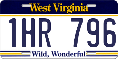 WV license plate 1HR796
