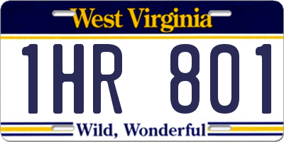 WV license plate 1HR801
