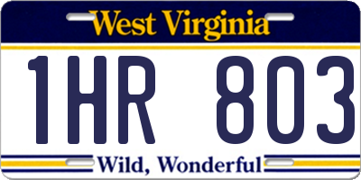 WV license plate 1HR803