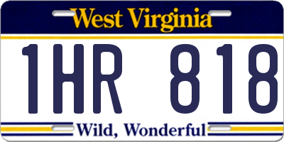 WV license plate 1HR818