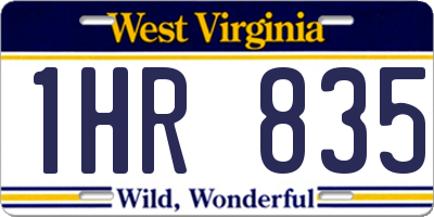 WV license plate 1HR835