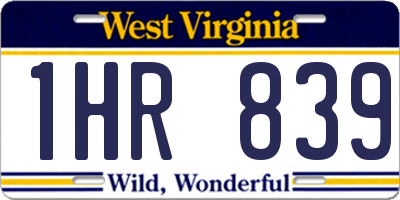 WV license plate 1HR839