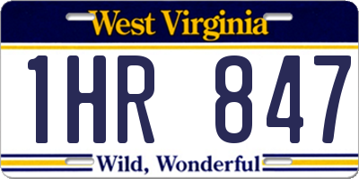 WV license plate 1HR847
