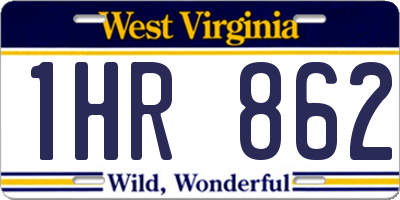 WV license plate 1HR862