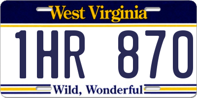 WV license plate 1HR870