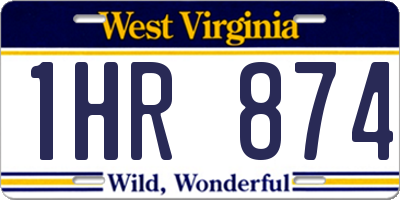 WV license plate 1HR874