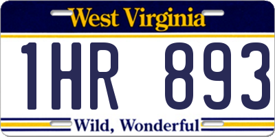 WV license plate 1HR893