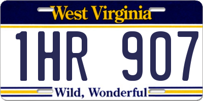 WV license plate 1HR907